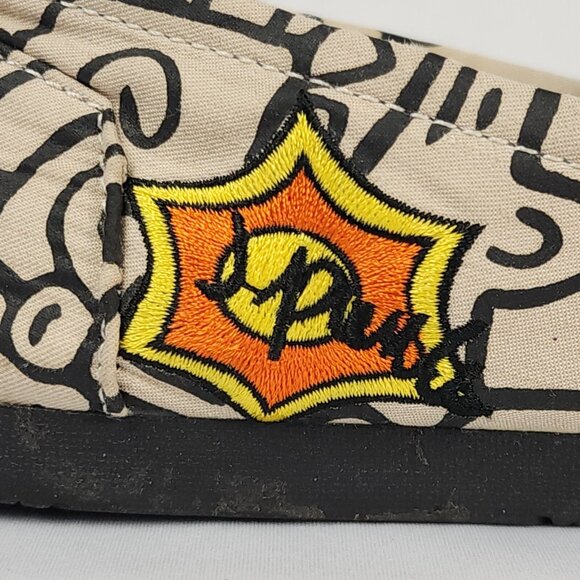 Joy & Mario J. Pierce Women’s Flat‎ Slip On Shoe 8W Graphic Cartoon Black & Tan - Picture 8 of 12